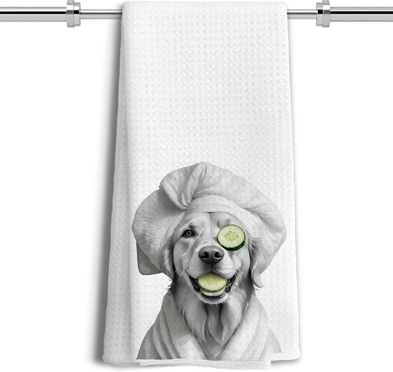 LUKIPOM Funny Golden Retriever Gifts Bathroom Hand Towels, Golden Retriever Gifts for Women, Dog Bathroom Decor,24x16 Inch - Image 1